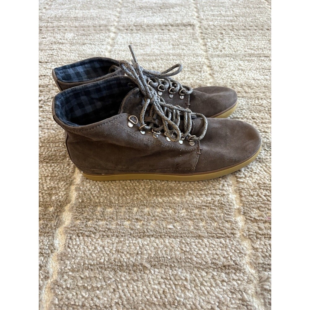 Reef Rover Mid Hi Top Saddle Brown Suede Sneakers Wms Sz 7.5M Leather Lace Up